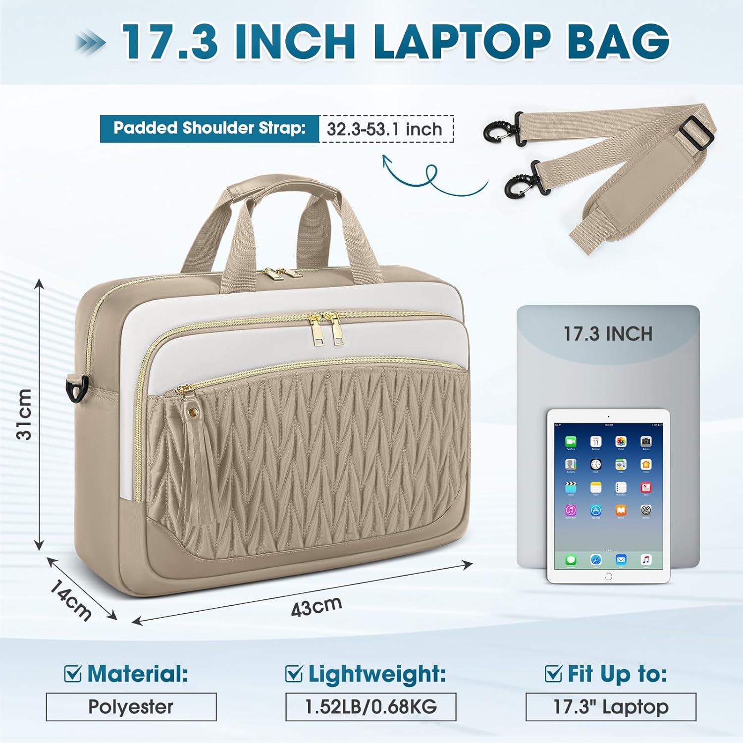 Thumbnail 2 de RAINSMORE 17.3 Inch Laptop Bag for Women