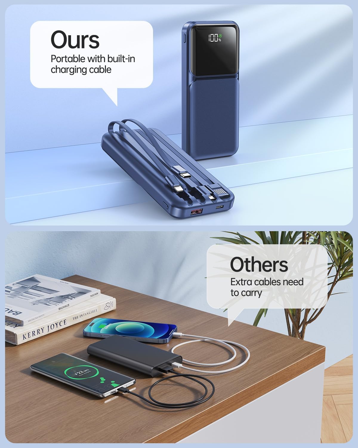 Thumbnail 6 de RONEGN PA100 20,000mAh Power Bank with Built-In Cables, 22.5W USB-C