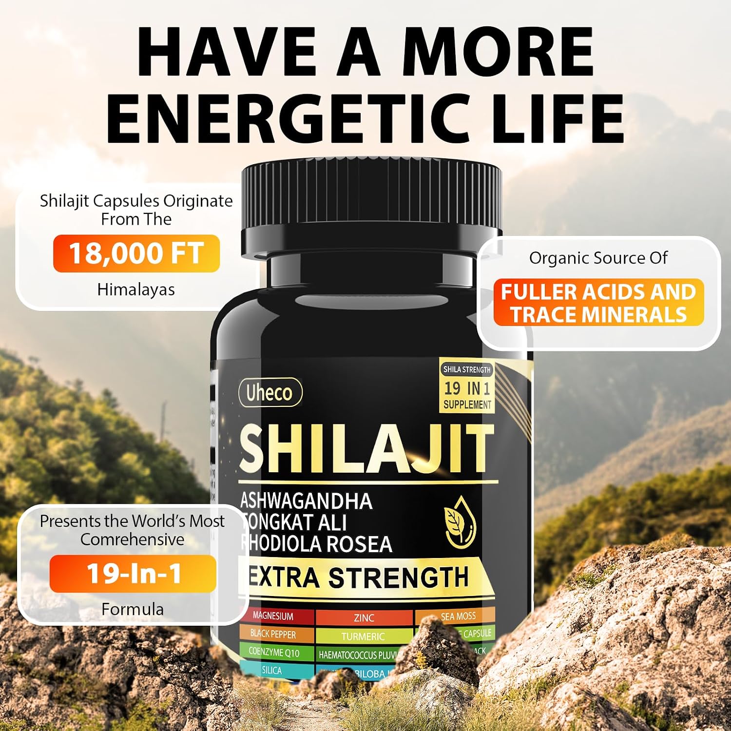 Thumbnail 2 de Uheco Shilajit Capsules 90 Count