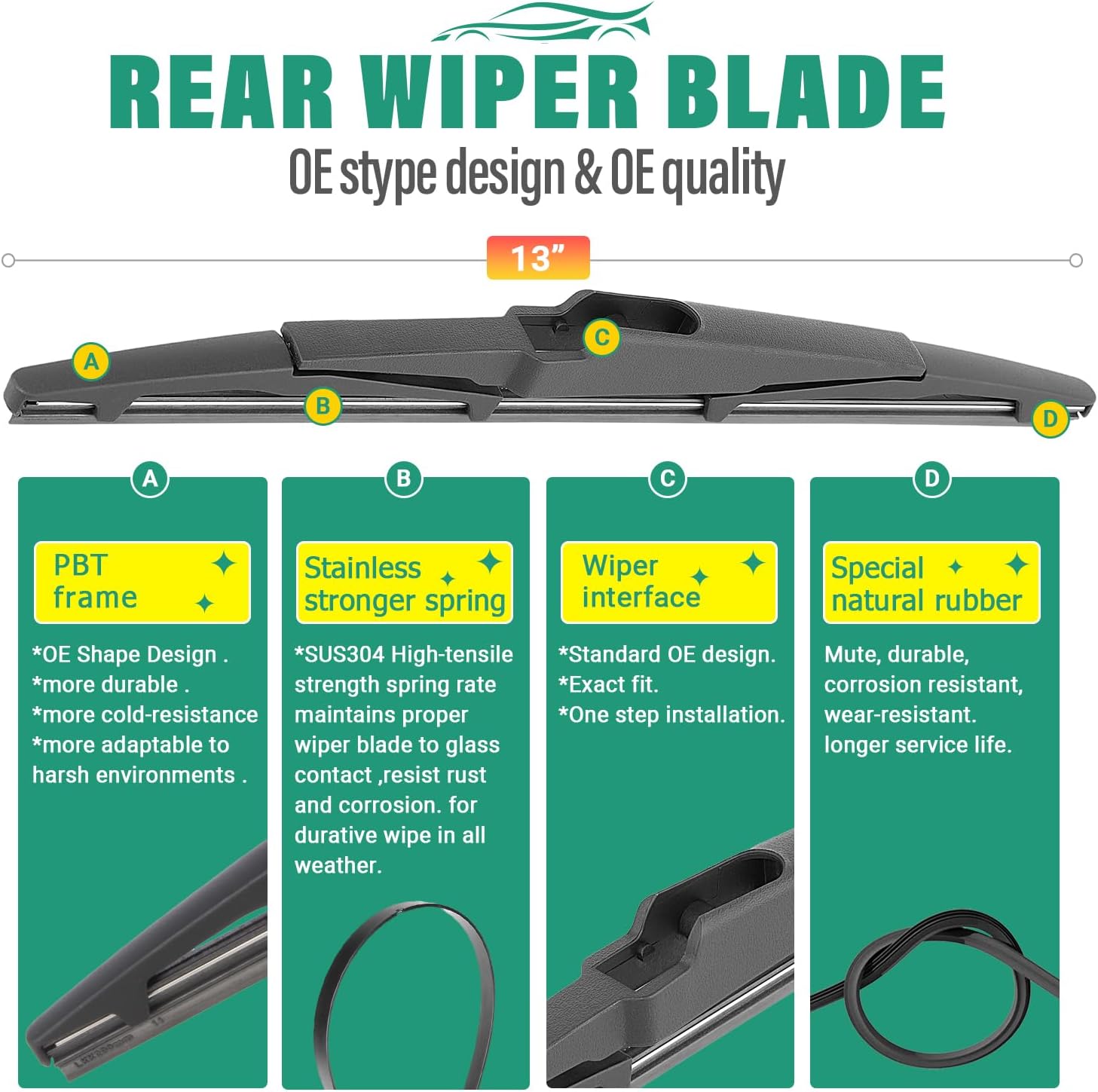 Detalle 2 de OEM Windshield Wiper Blades Set 26,18,13 in