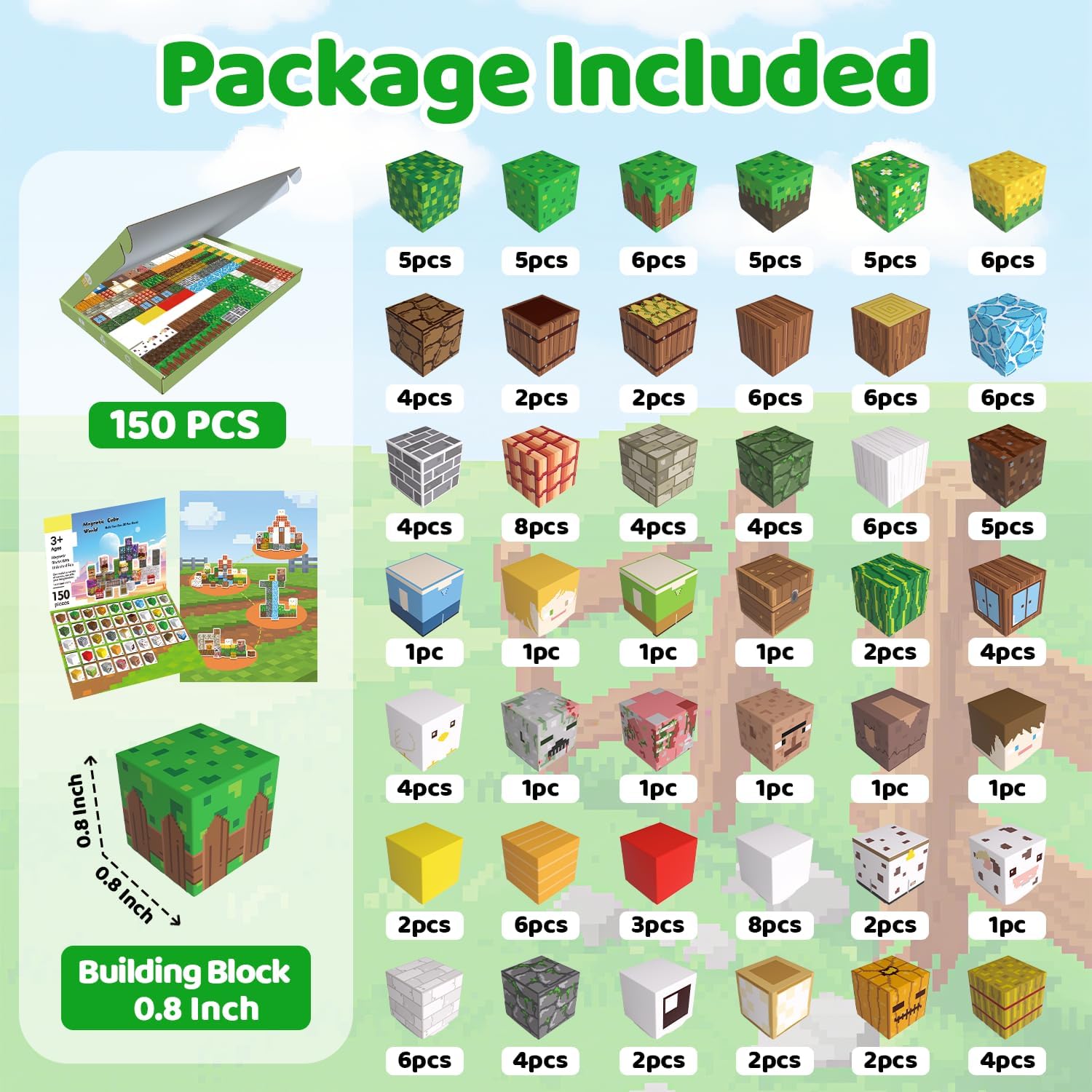 Thumbnail 1 de Magnetische Bausteine Bauspielzeug – 150 Pcs mit 41 Designs und Geschichtenbuch (Hühnerstall)