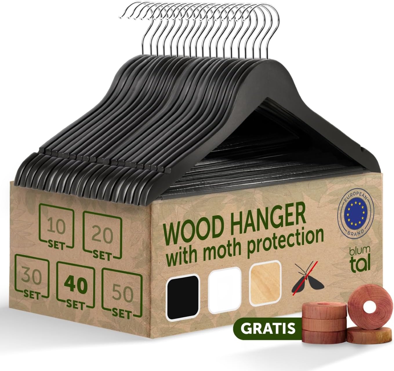 Detalle 2 de Blumtal klädhängare, 10-pack med 360°-krok och halkskyddad byxstång