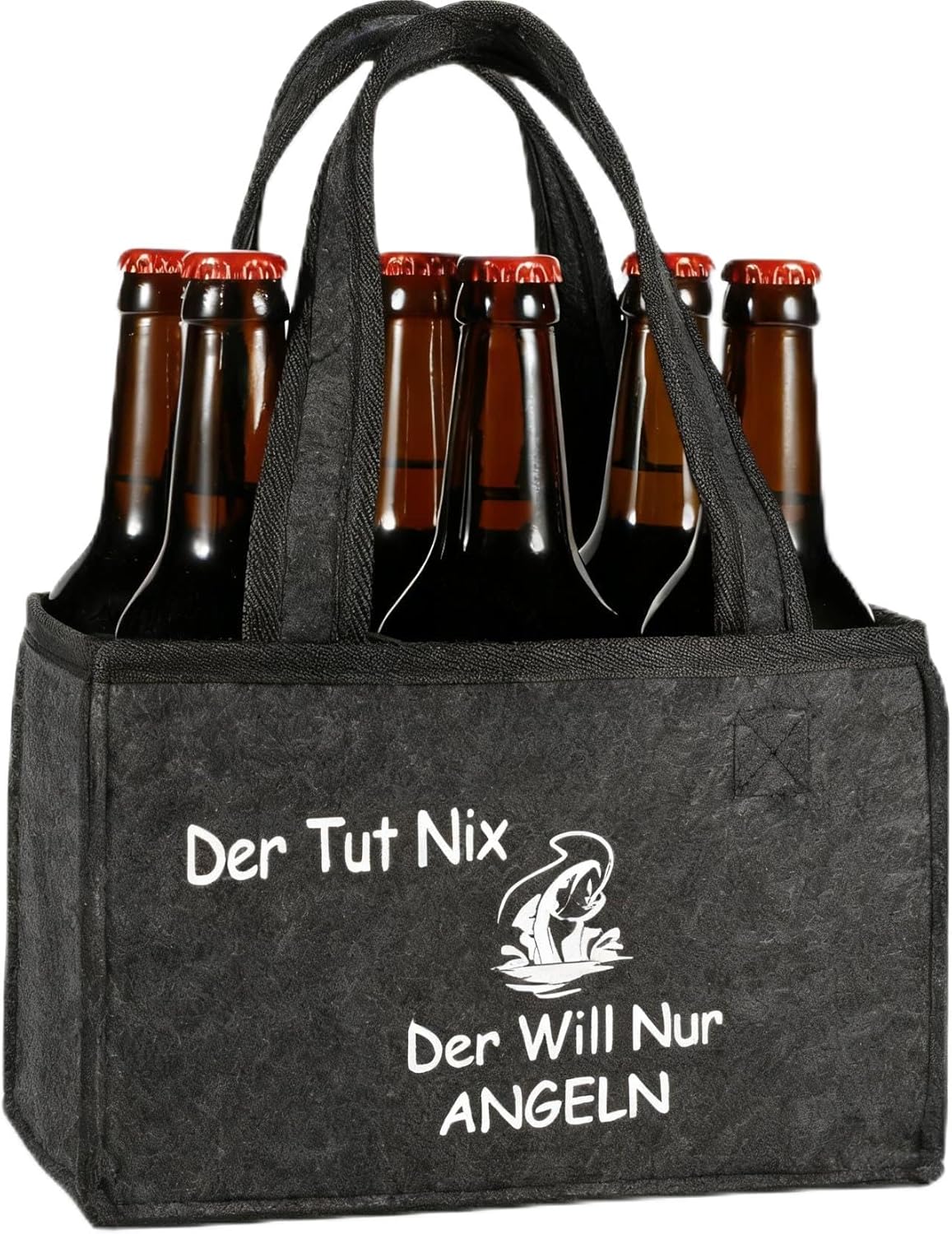 Detalle de Senken Angeln Geschenke für Männer – Biertragetasche aus Filz, 6 Flaschen, personalisiert