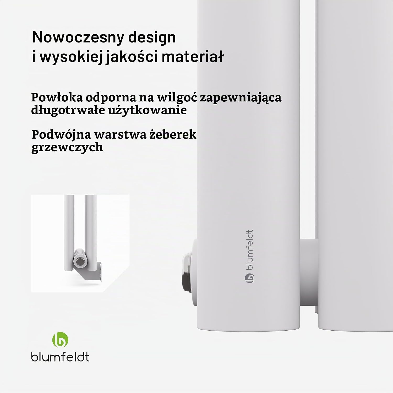 Detalle 2 de blumfeldt Tallheo SAN2-Bl-Th-Dble-Wh – grzejnik ścienny 360 W, biały, 60 × 30 cm