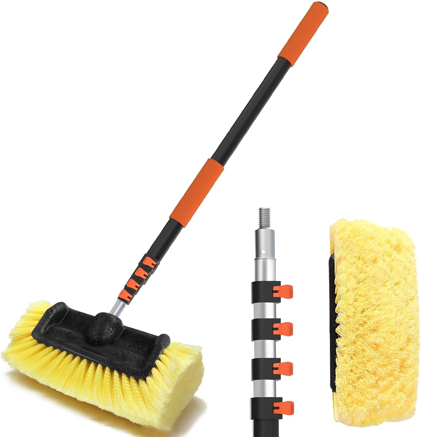 Buyplus 12FT Car Wash Brush with Long Handle and Aluminum Telescoping Pole