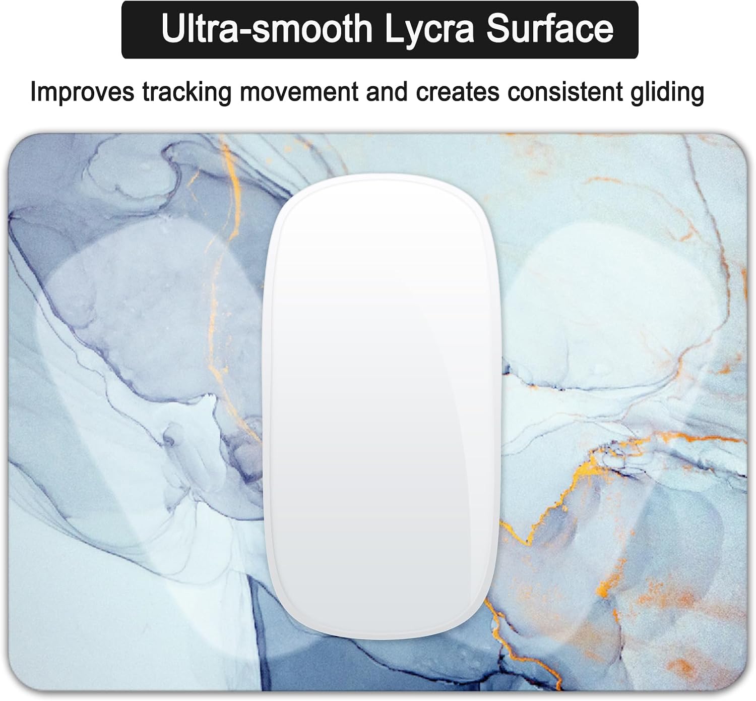 Detalle de COUKASO Mini Mouse Pad, 6 x 8-Inch Marble Blue, Non-Slip Rubber Base