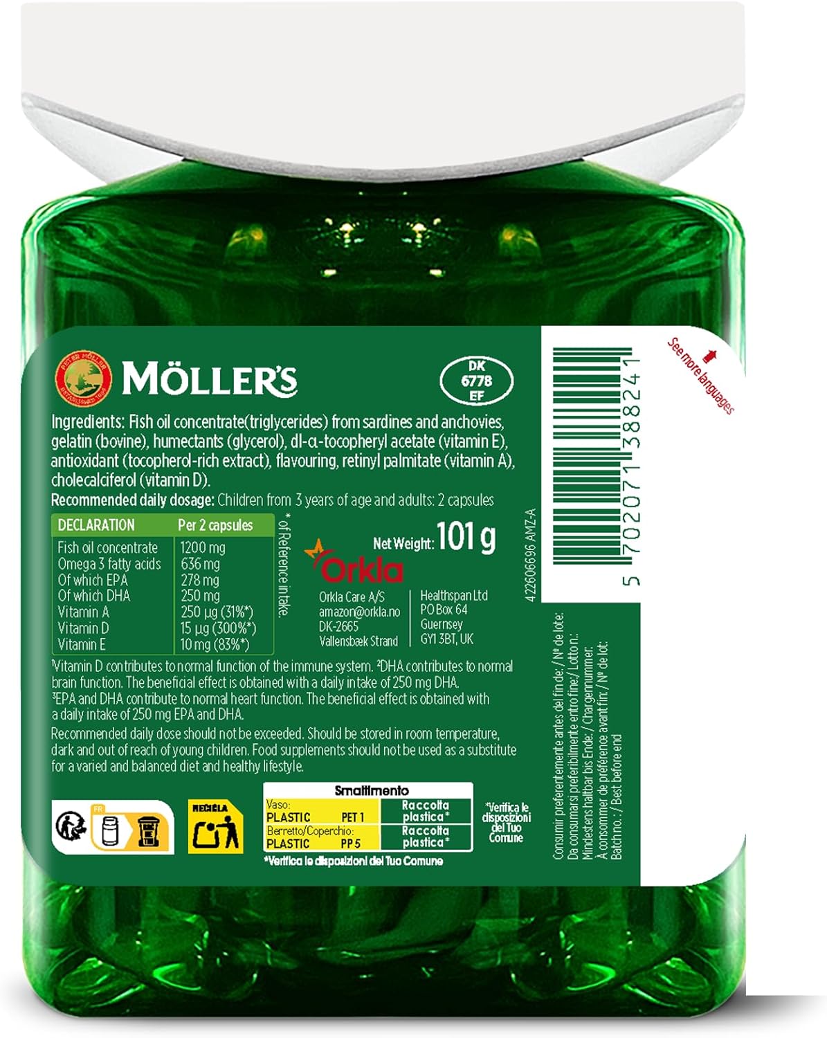 Thumbnail 3 de Möller’s Capsules oméga-3 Daily Health – Oméga-3, EPA et DHA avec Vitamines A, D et E (112 capsules)