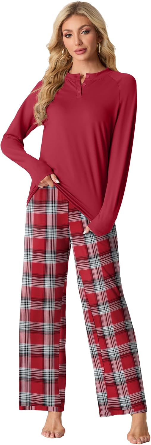 Thumbnail 1 de VINTATRE Womens Pajama Set, 2-Piece Knit PJs with Long Sleeves and Pockets