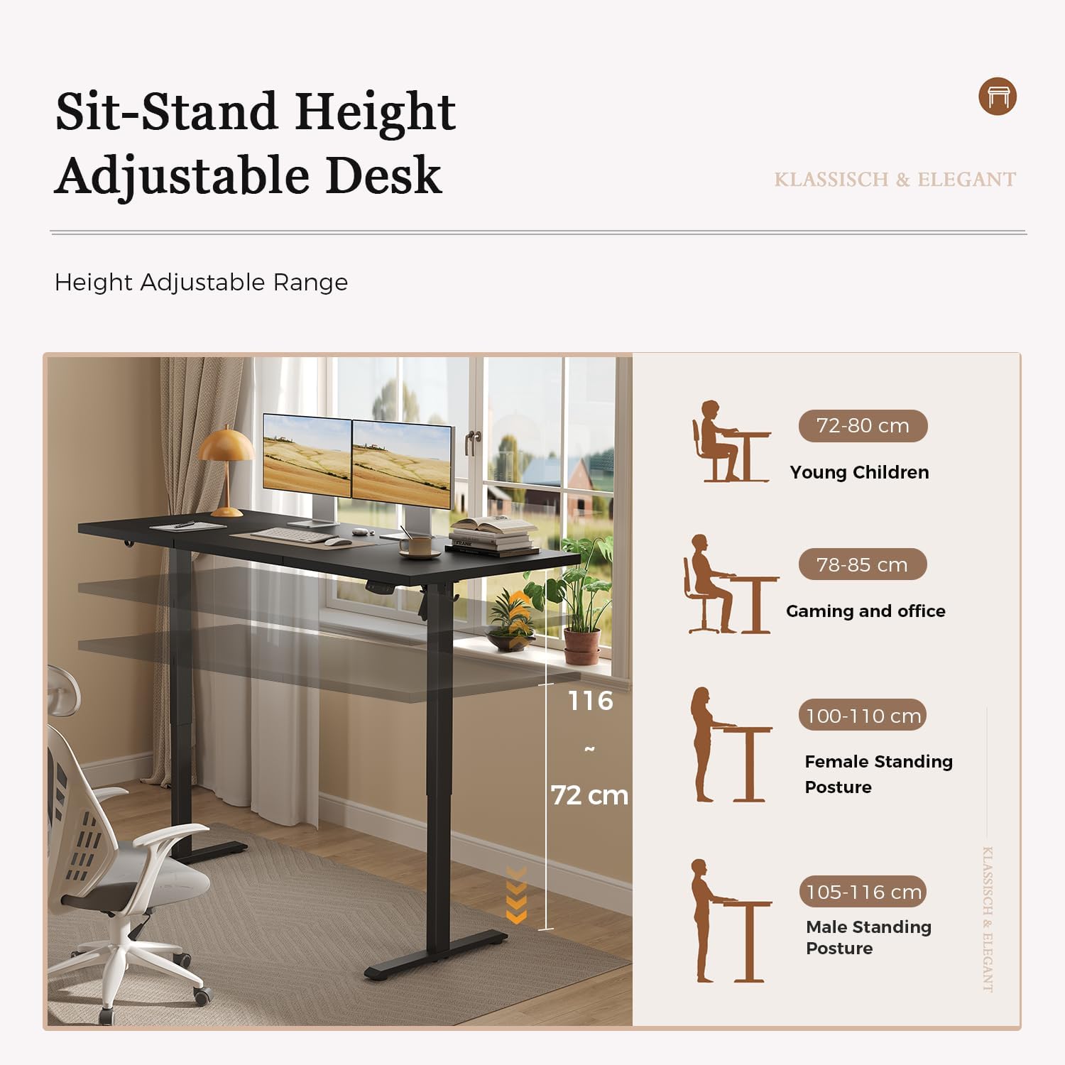 Thumbnail 2 de Klicelor Height-Adjustable Desk: Electric Sit-Stand Office Desk, 140 x 60 cm