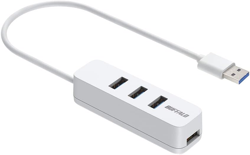 Detalle de バッファロー BSH4U325U3WH USBハブ USB-A 4ポート・USB 3.2 Gen 1・上挿し・マグネット付き ホワイト