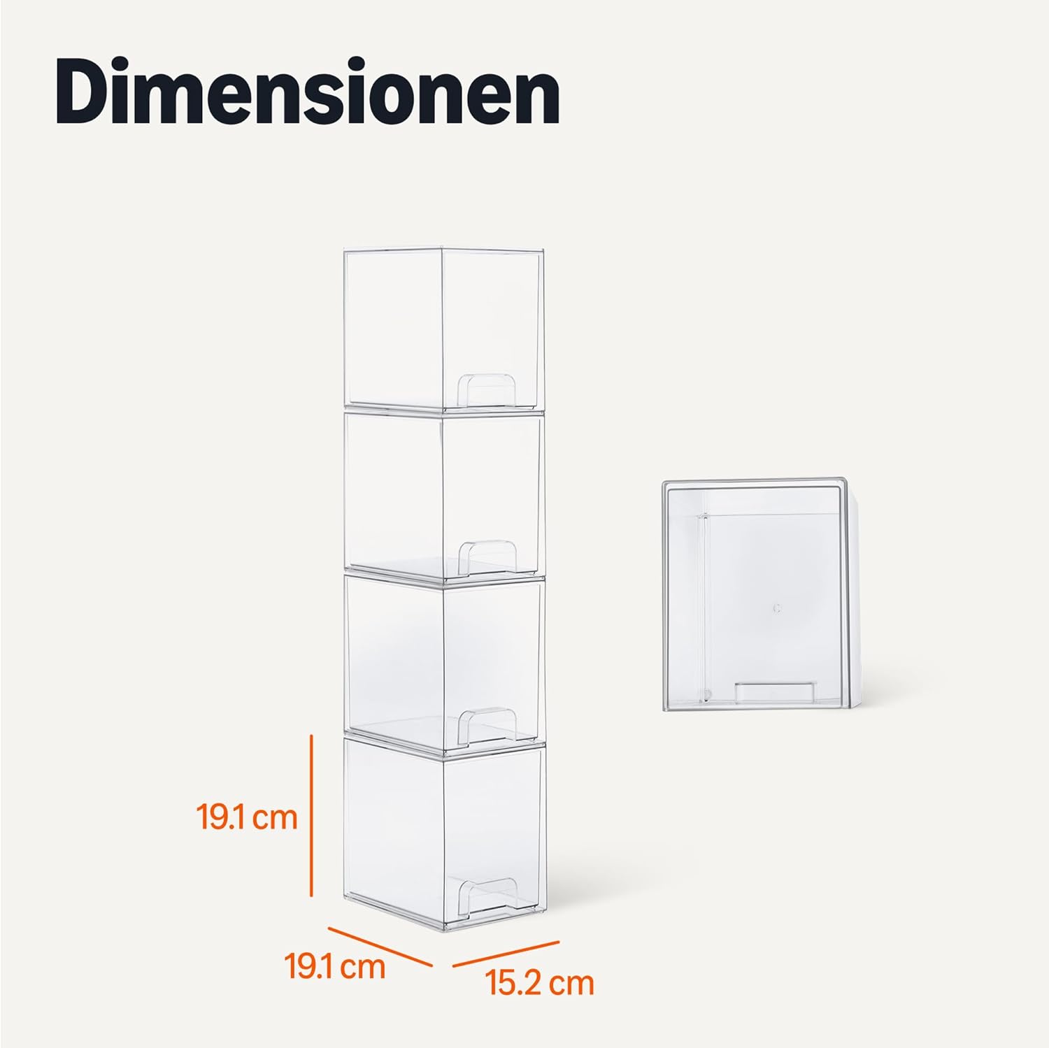 Thumbnail 1 de Amazon Basics stapelbare Aufbewahrungsschubladen aus Kunststoff (transparent) – 4er-Set, Maße 15,3 × 18,8 × 19,6 cm