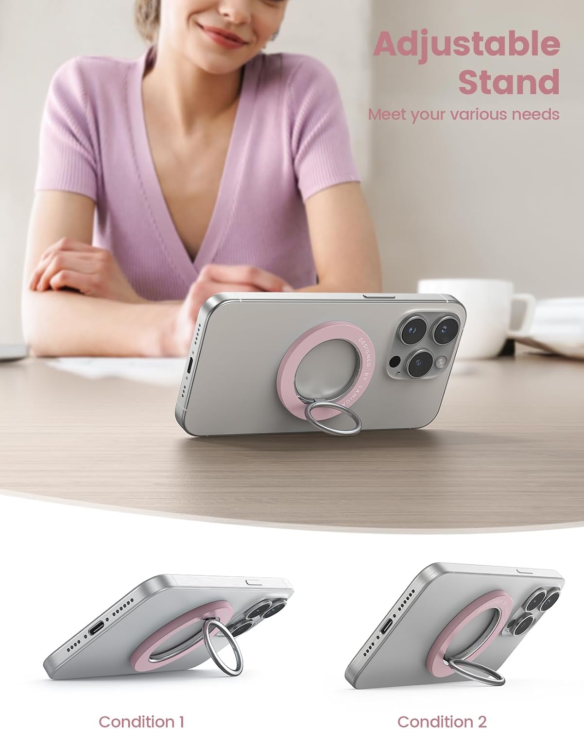 Detalle 2 de Lamicall 360 Rotating MagSafe Phone Ring Holder 1