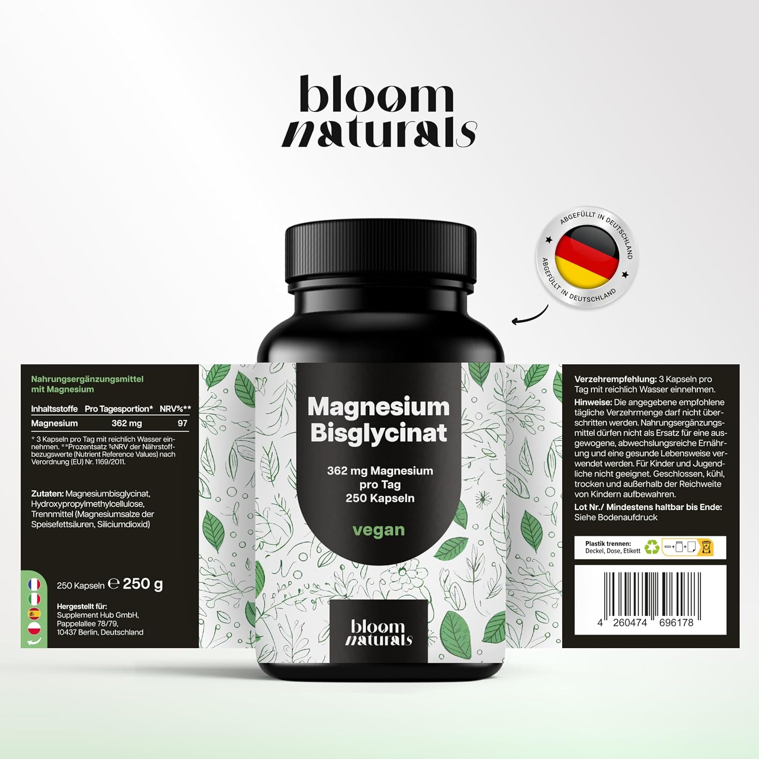 Thumbnail 5 de Magnesium Bisglycinat Hochdosiert 250 Kapseln
