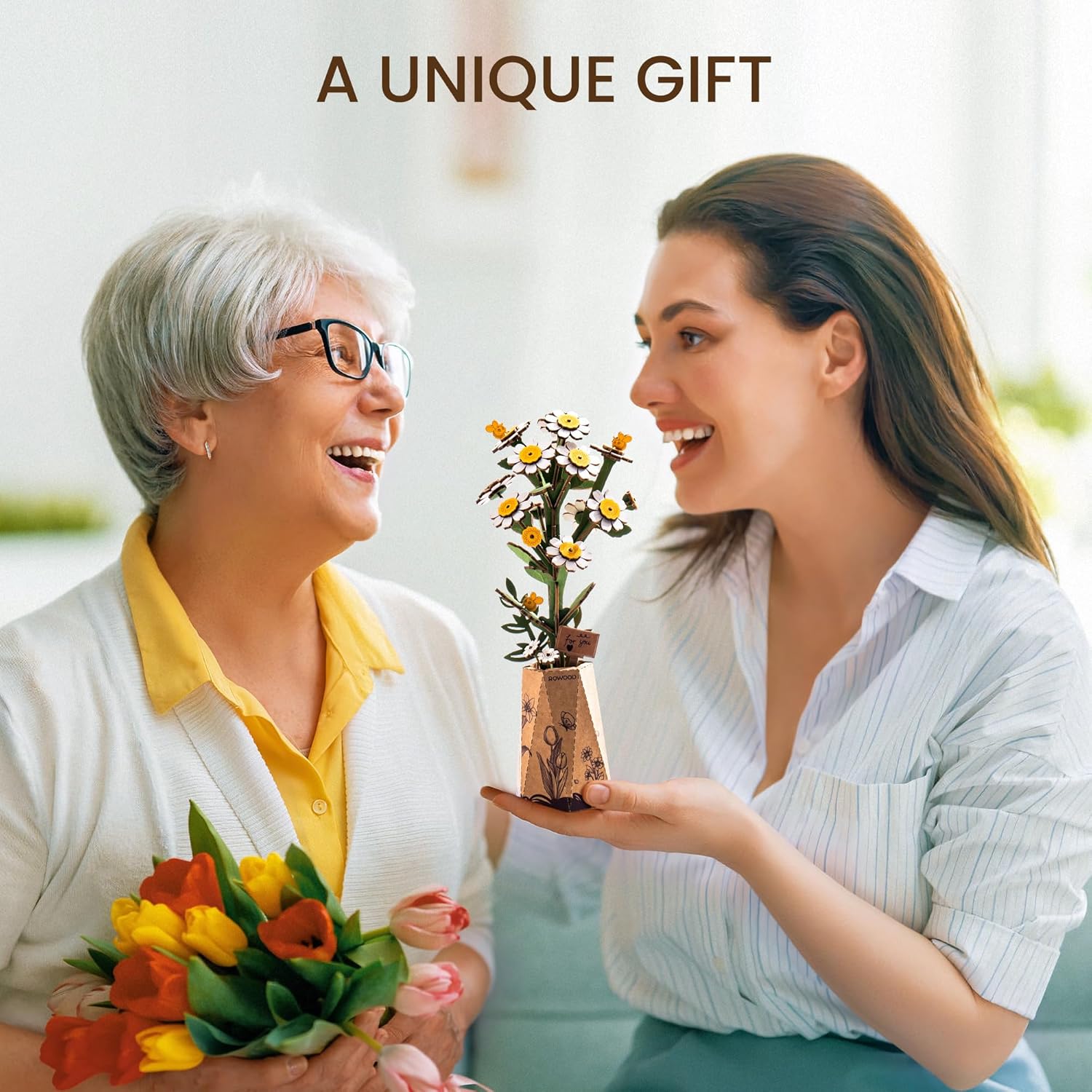 Thumbnail 3 de rowood 3D Wooden Flower Puzzle DIY – wooden artificial flower model kit for adults
