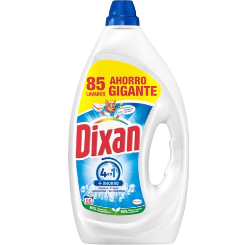 Detalle de Dixan Gel Total+ 4 en 1: detergente líquido para ropa blanca y clara (3825 ml, 85 lavados)