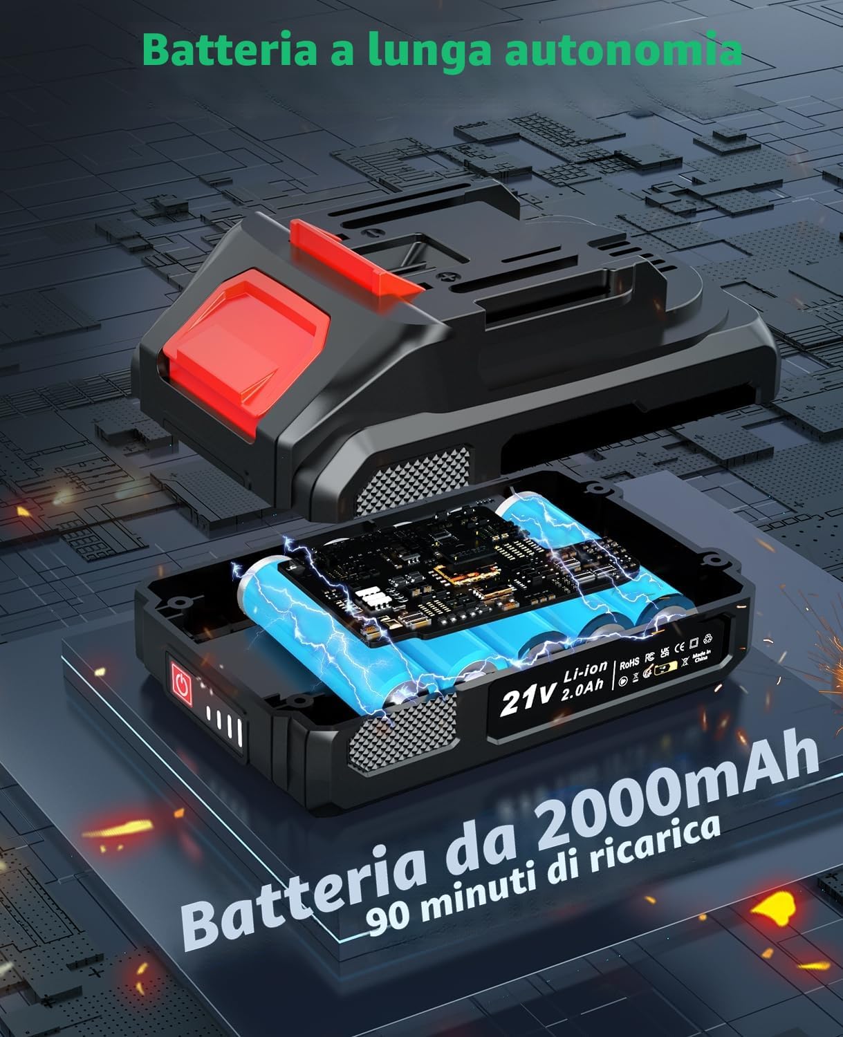 Detalle de CEEIGOO Trapano Avvitatore Brushless 21V 42 N.m