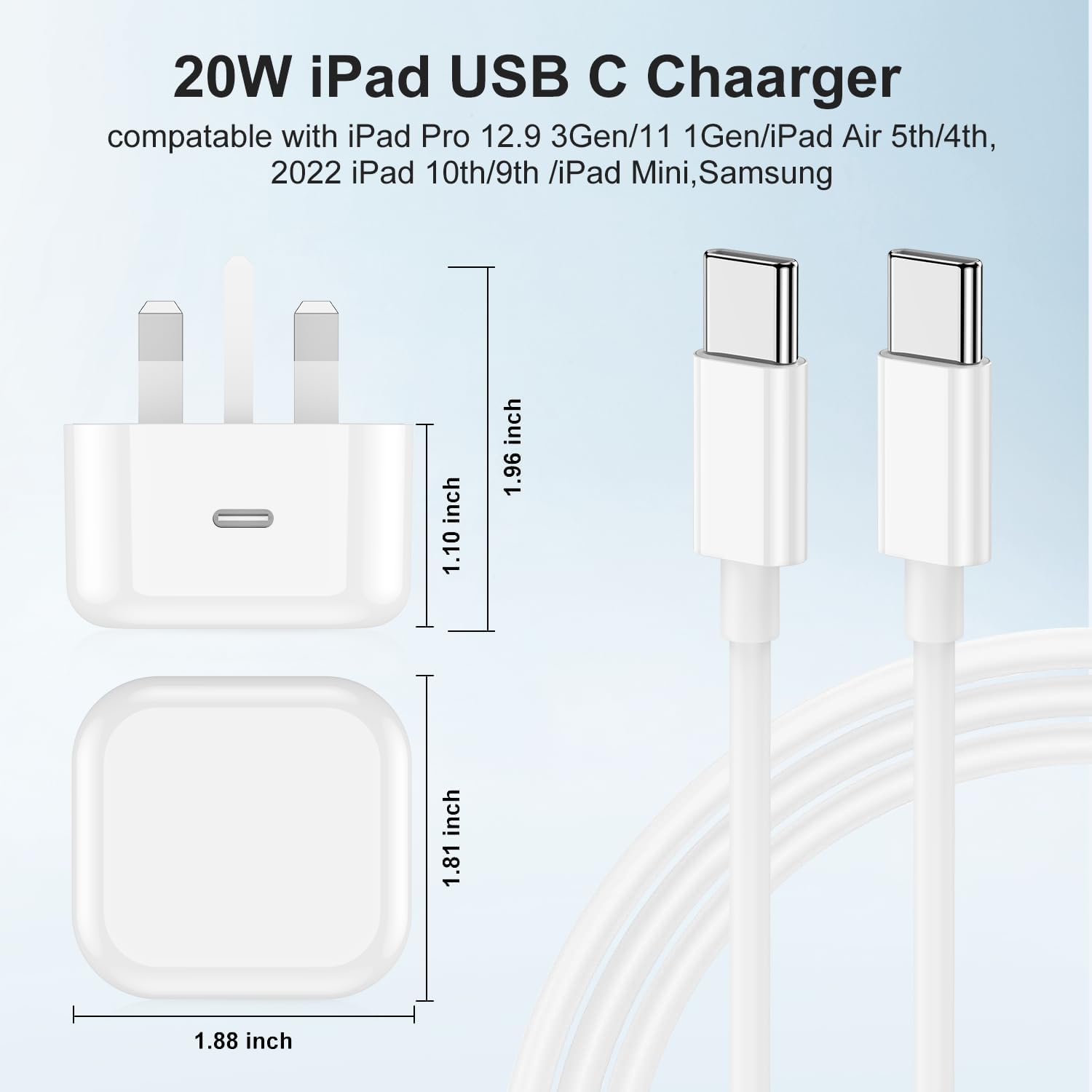 Thumbnail 2 de 2Pack iPhone 15/16/17 Charger USB‑C to USB‑C Cable & Apple Fast Charge Plug