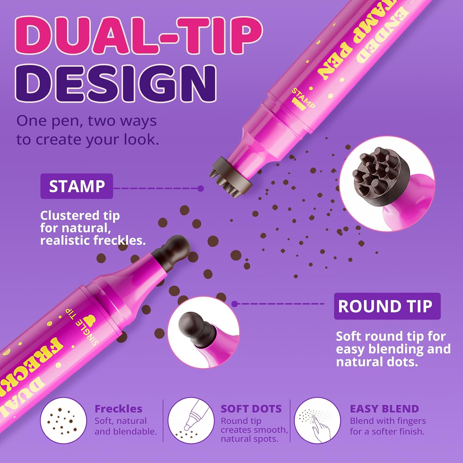 Detalle de Jolilab Dual-Ended Freckle Stamp Pen, Shades 02 + 04, Sponge Stamp and Precision Tip
