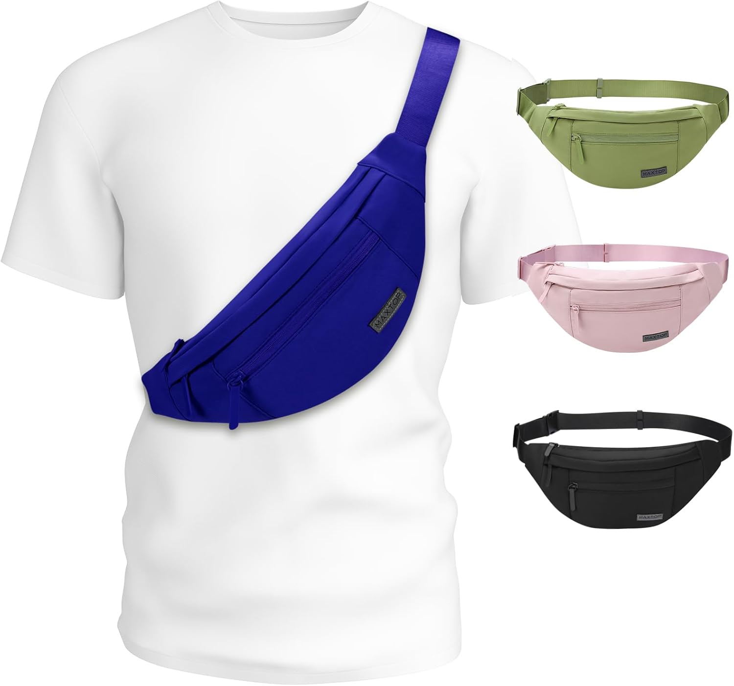 Thumbnail 6 de MAXTOP Black Bumbag Waist Pack – 4-Zipper Travel Belt Bag for Outdoors and Fitness