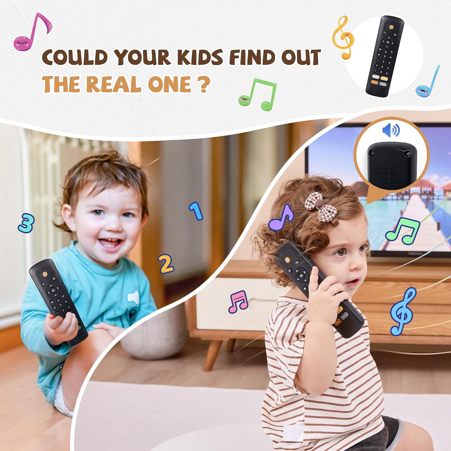 Thumbnail 3 de Baby TV Remote Toy – Realistic play remote with lights, sounds and 3 languages (English, Spanish & French), black