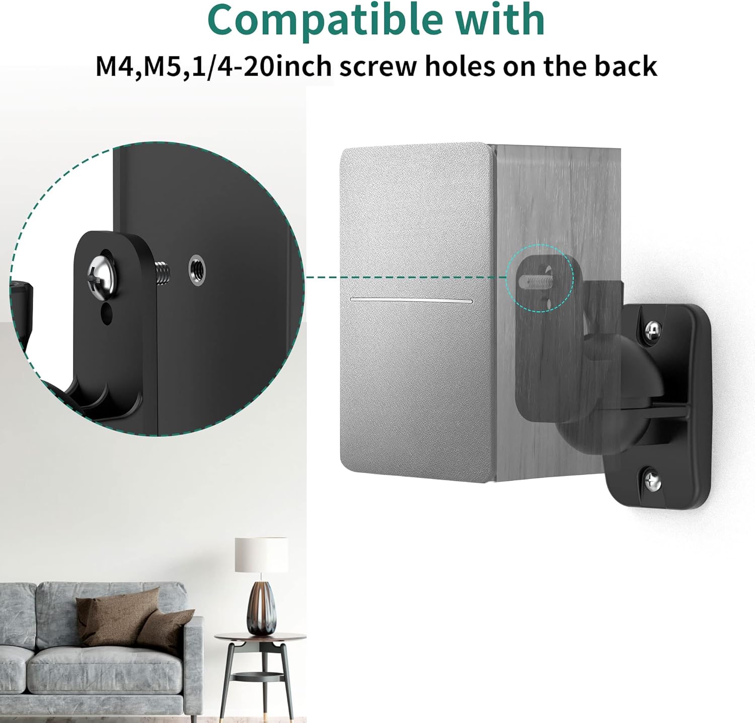 Thumbnail 1 de HomeMount Wall Mount Brackets – Universal Speaker Mounts (2 Pack) for Bookshelf Speakers, Supports Up to 8 lbs