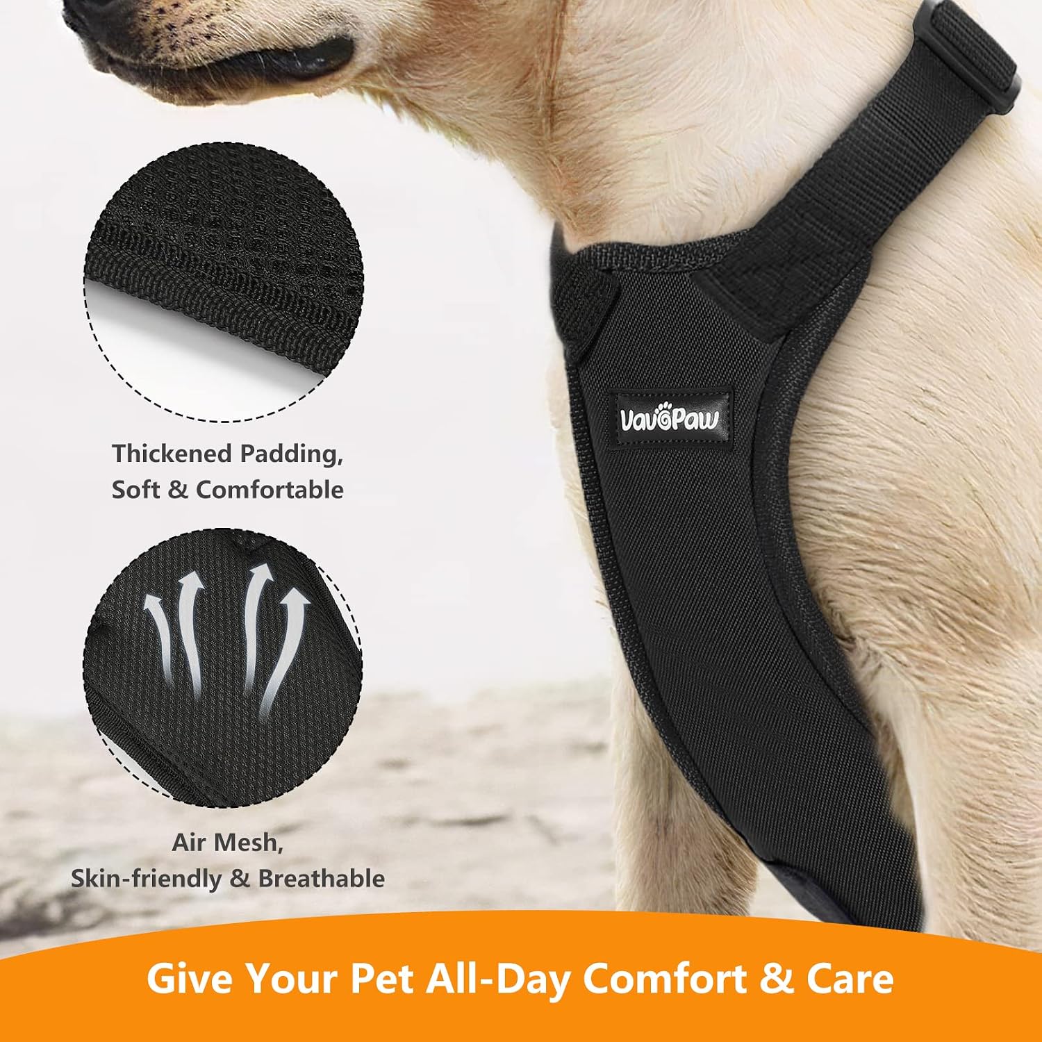 Detalle de VavoPaw XXL Black Dog Seat Belt Vest Harness