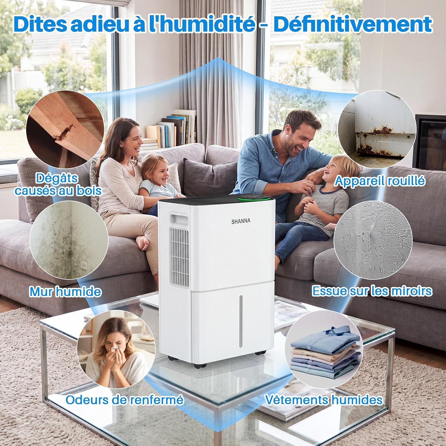 Detalle 2 de SHANNA elektrische luchtontvochtiger, 15 l/24 uur, voor ruimtes tot ca. 35 m²