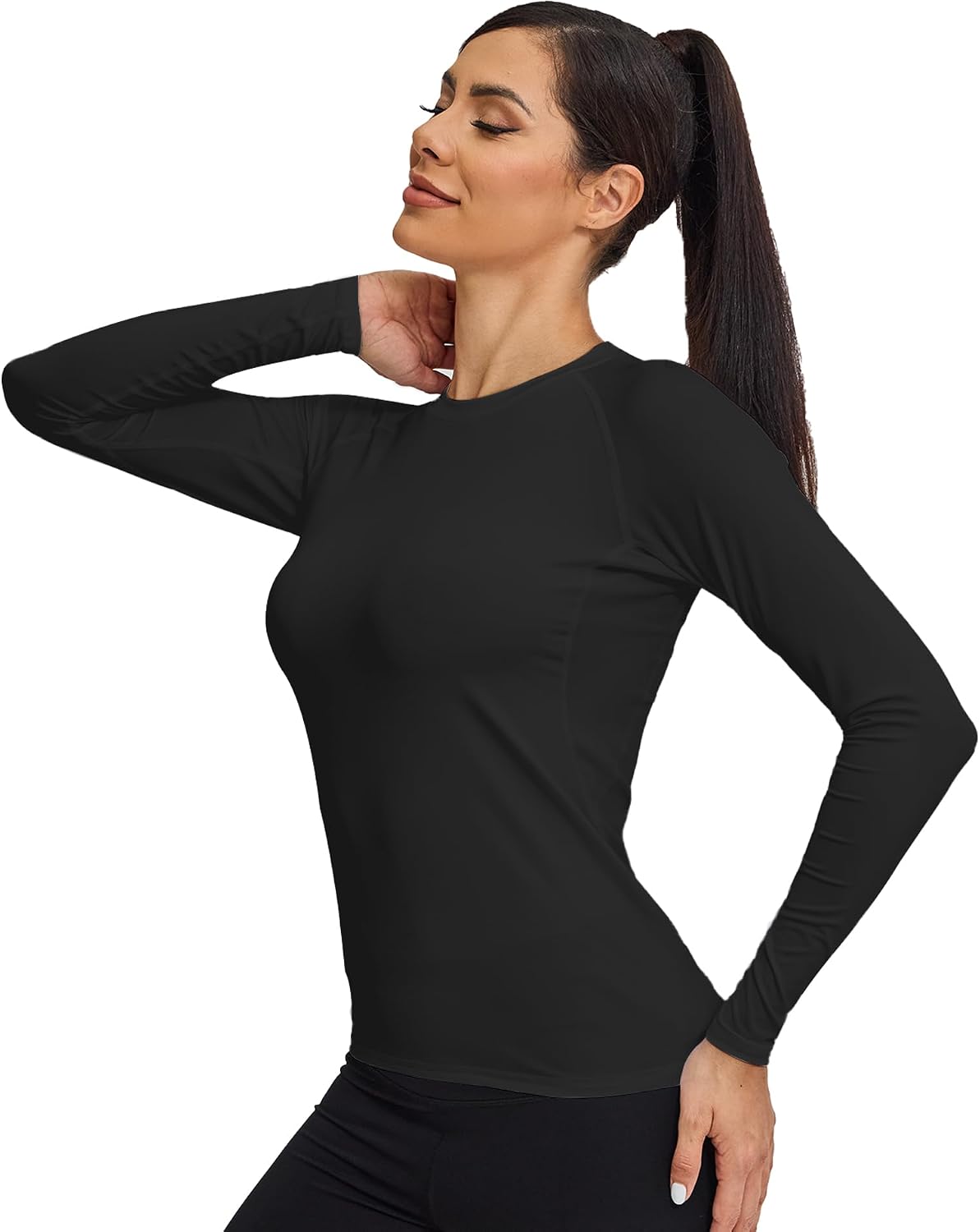 Detalle 2 de TELALEO Women's Thermal Shirts 4-Pack, Fleece-Lined Long-Sleeve Compression Tops