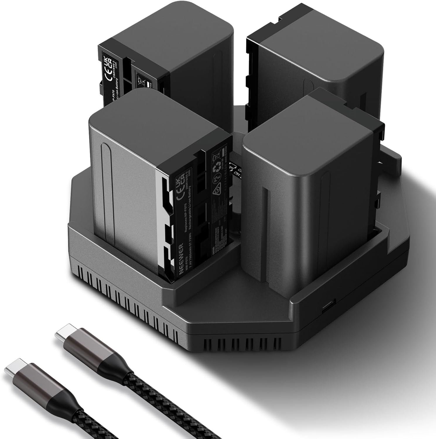 NEEWER NP-F970: 4 batterie di ricambio da 7800mAh + caricabatterie PD 100W con monitor OLED