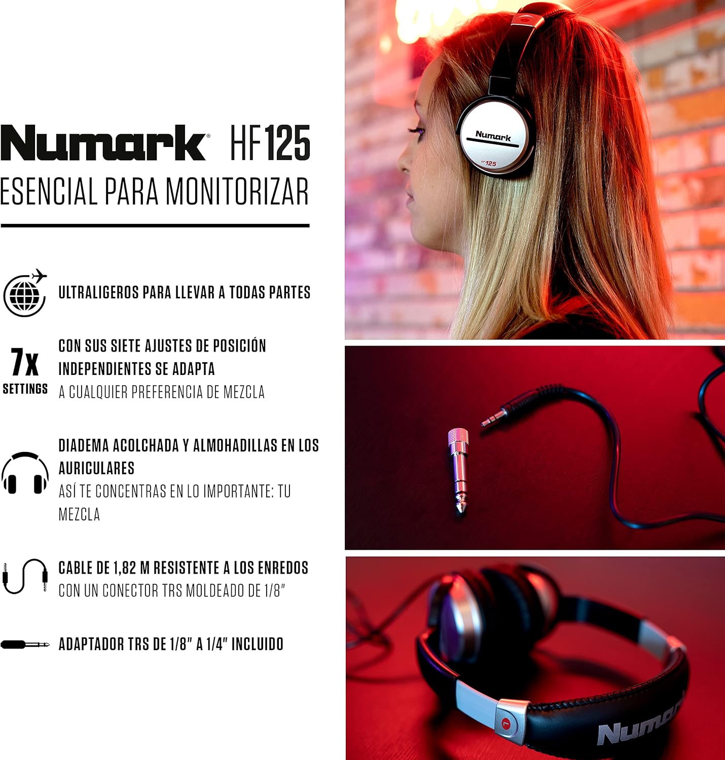 Detalle 2 de Numark HF125: Auriculares DJ Cerrados para monitorización precisa