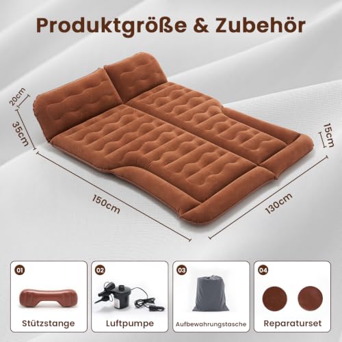 Thumbnail 2 de Ytaoeo Auto Luftmatratze 185x130x15 cm – Aufblasbares Campingbett für Traveling