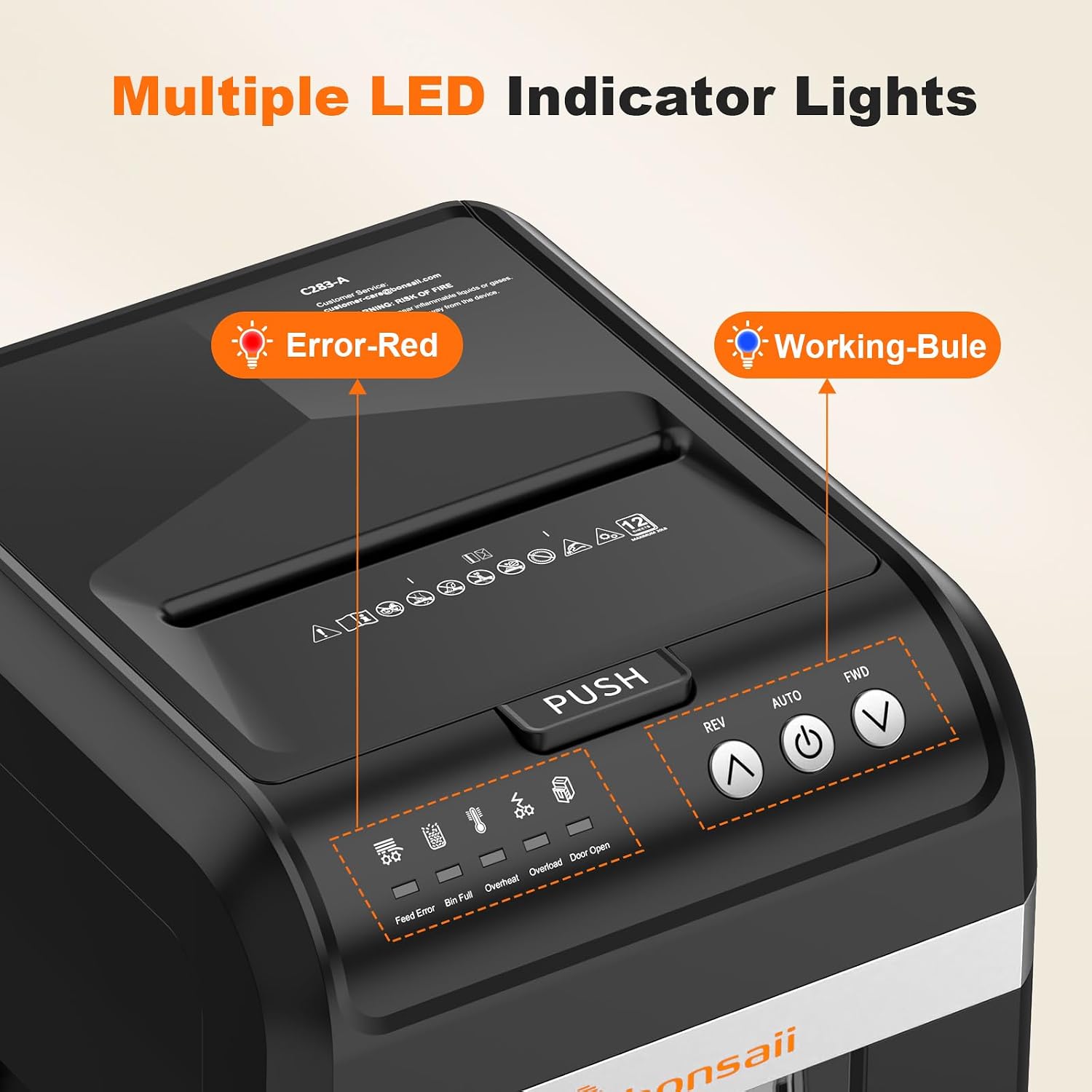 Thumbnail 6 de Bonsaii C283-A Micro-Cut Paper Shredder, 200-Sheet Auto Feed, P-4 Security