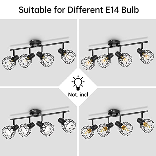 Thumbnail 5 de Dehobo Lámpara de techo 4 focos E14, 40 W máximo