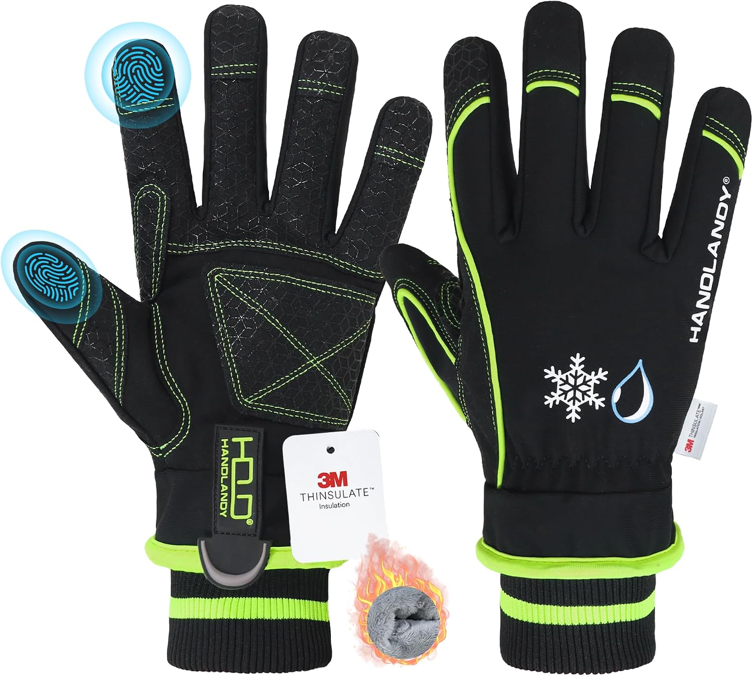 Detalle de HANDLANDY 8030 Winter Work Gloves, 3M Thinsulate, Waterproof, Touchscreen