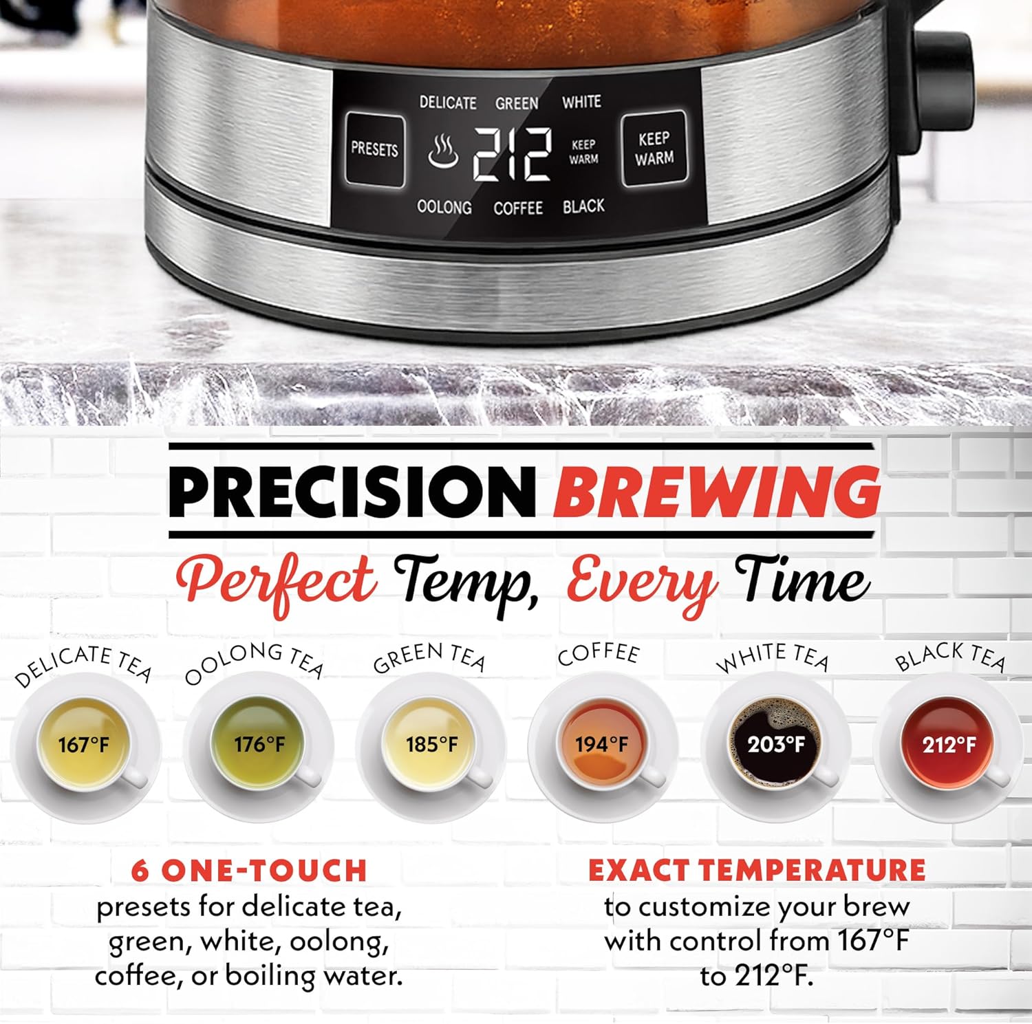 Thumbnail 1 de Gourmia Programmable Digital Glass Kettle 1.7L