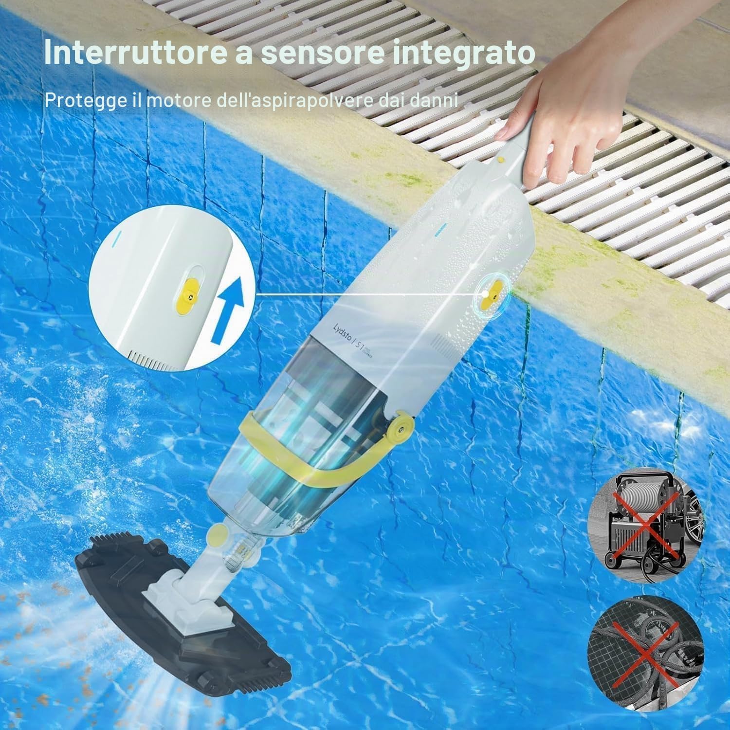 Detalle de Lydsto S1: Aspirapolvere per Piscina Senza Fili con Asta Telescopica – pulizia efficace senza cavi