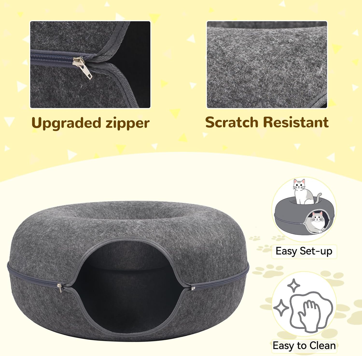 Detalle de Heeyoo Hy-MZCCBT Cat Cave, 24-In Donut Tunnel, Dark Gray, 7-In Opening