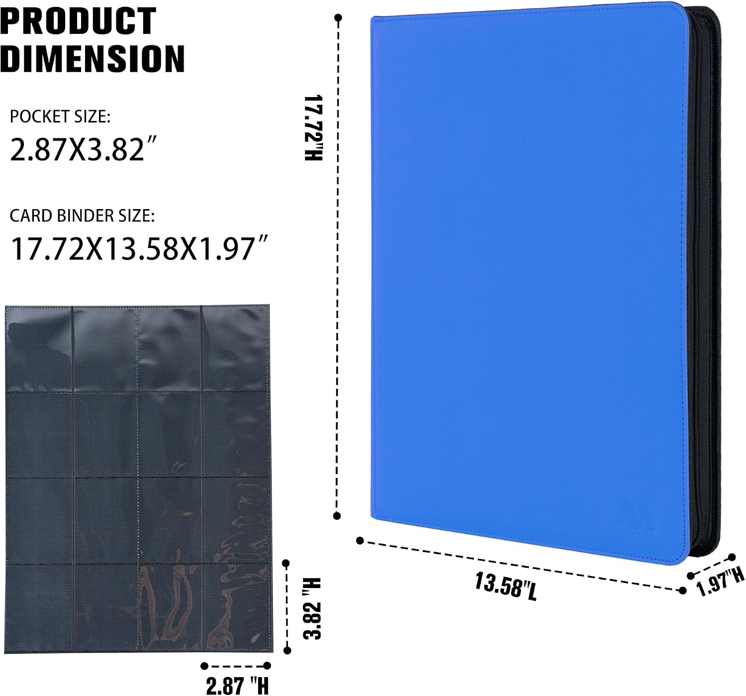 Detalle 1 de MORABTO Premium 1000+ Pockets Card Binder (Ringless, 16-Pocket, Light Blue)