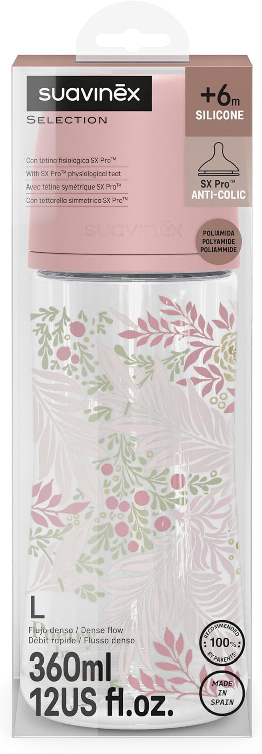 Thumbnail 5 de Suavinex Biberon da 360 ml con tettarella SX Pro in silicone, flusso denso e valvola anticolica – Rosa
