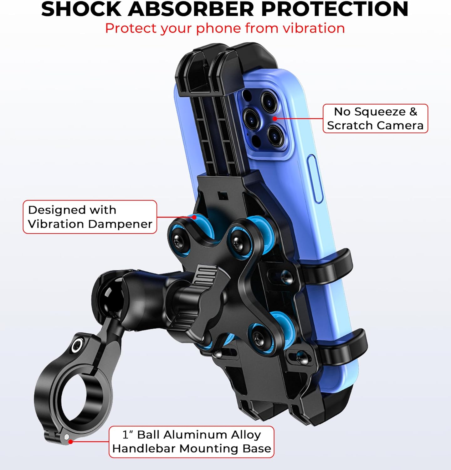 Detalle 2 de VAZESWIN Motorcycle Phone Mount 5.4-7.2"