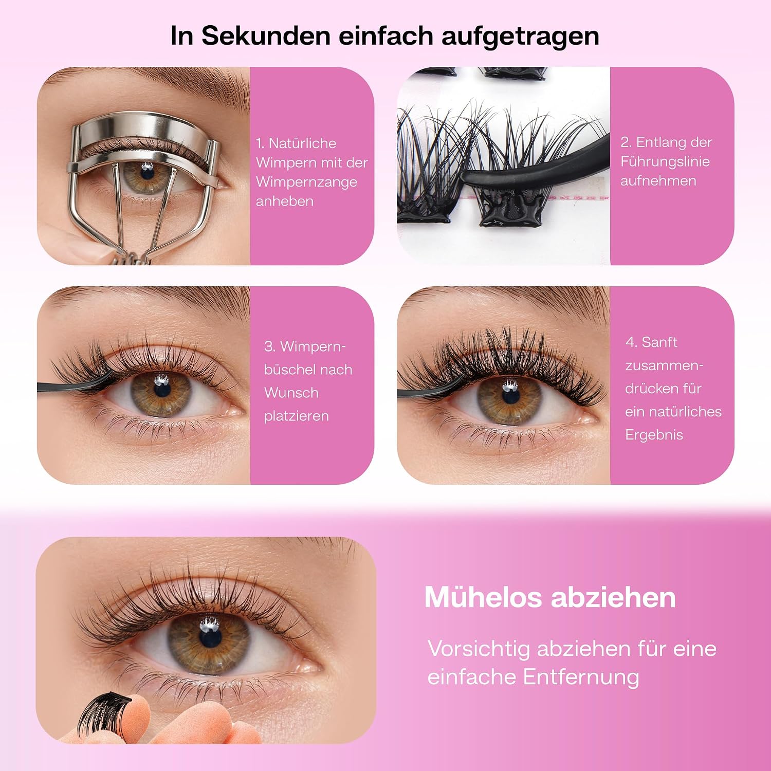 Thumbnail 6 de CALAILIS Selbstklebende Wimpern Extensions – 198 Stk, D Curl Wispy, Pre Glue Lashes ohne Kleber, Wiederverwendbar 3–5x