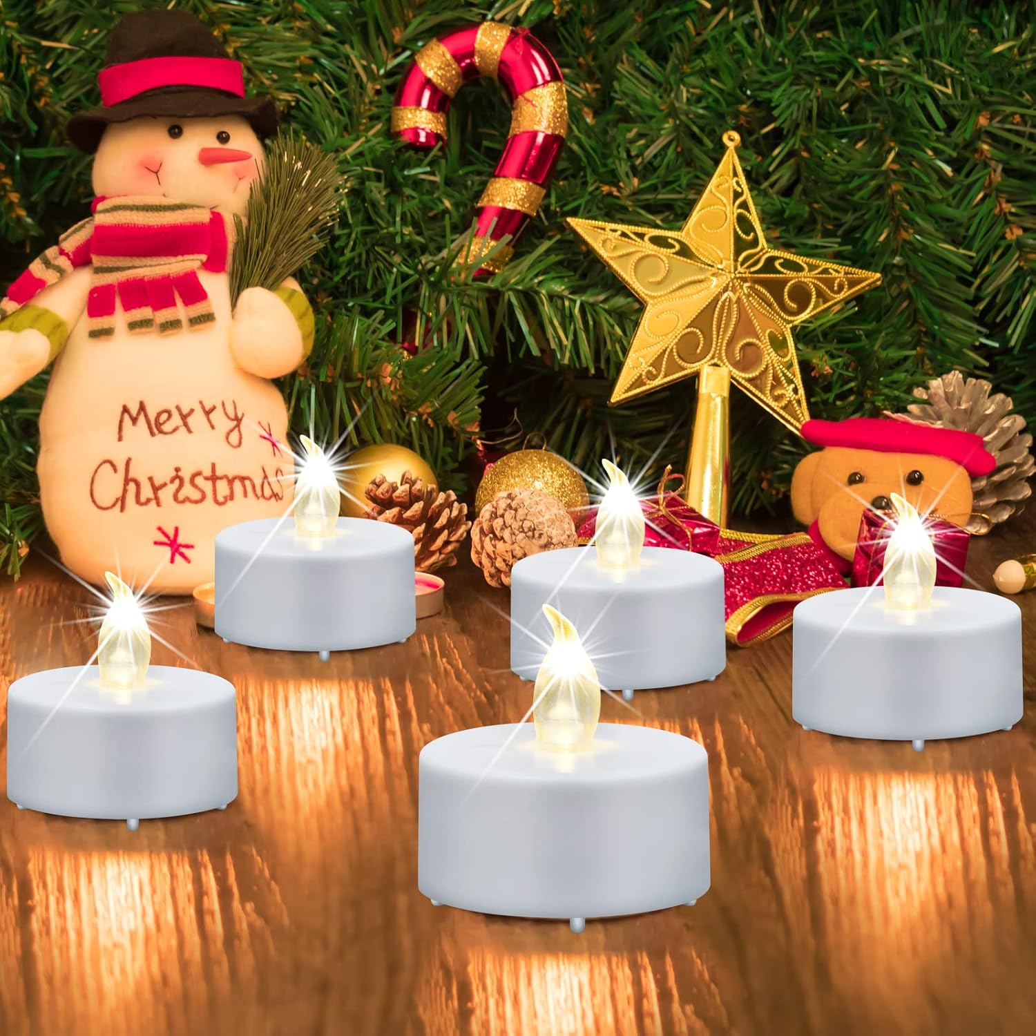 Detalle de LED-Teelichter 24 Stück von Biyanuo – flammenlos, Warmweiß