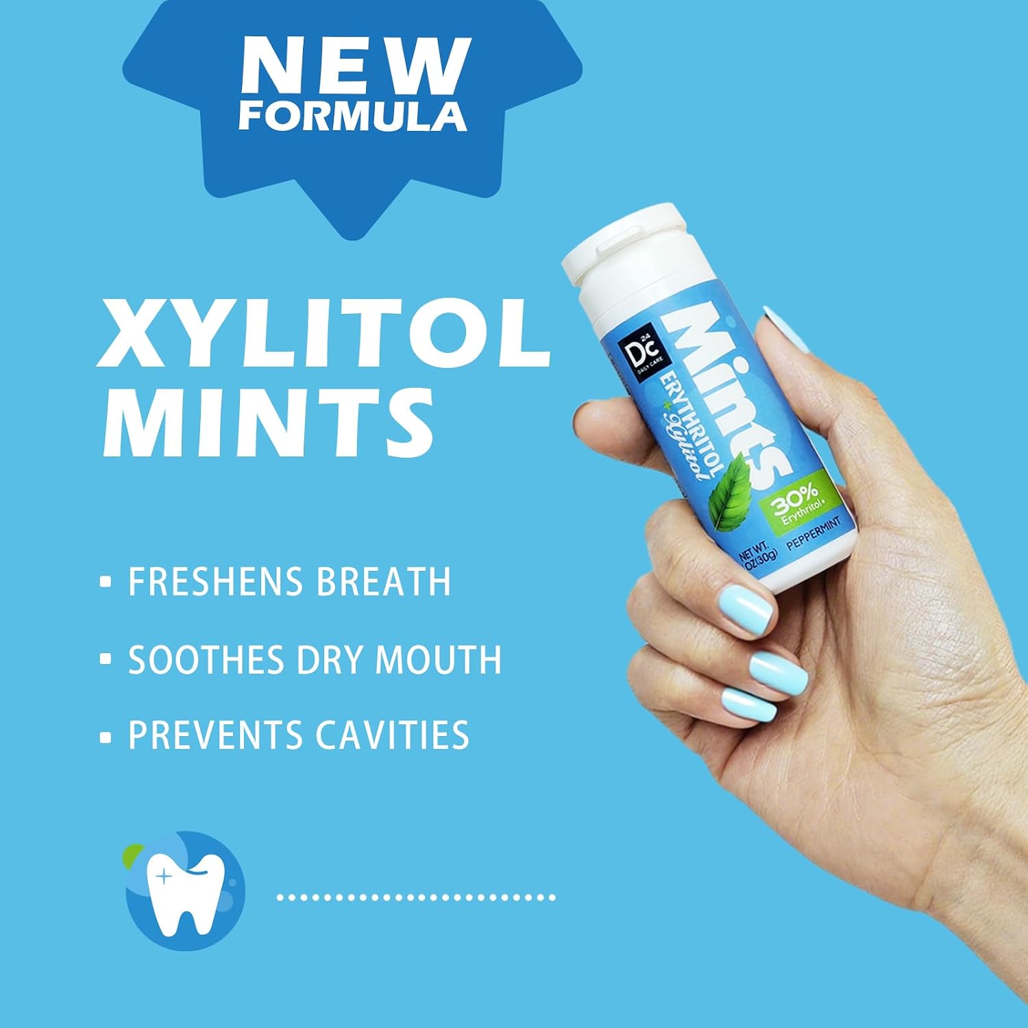Detalle de DC24 DAILY CARE Xylitol Mints, Sugar-Free with Erythritol, 4-Tube Pack