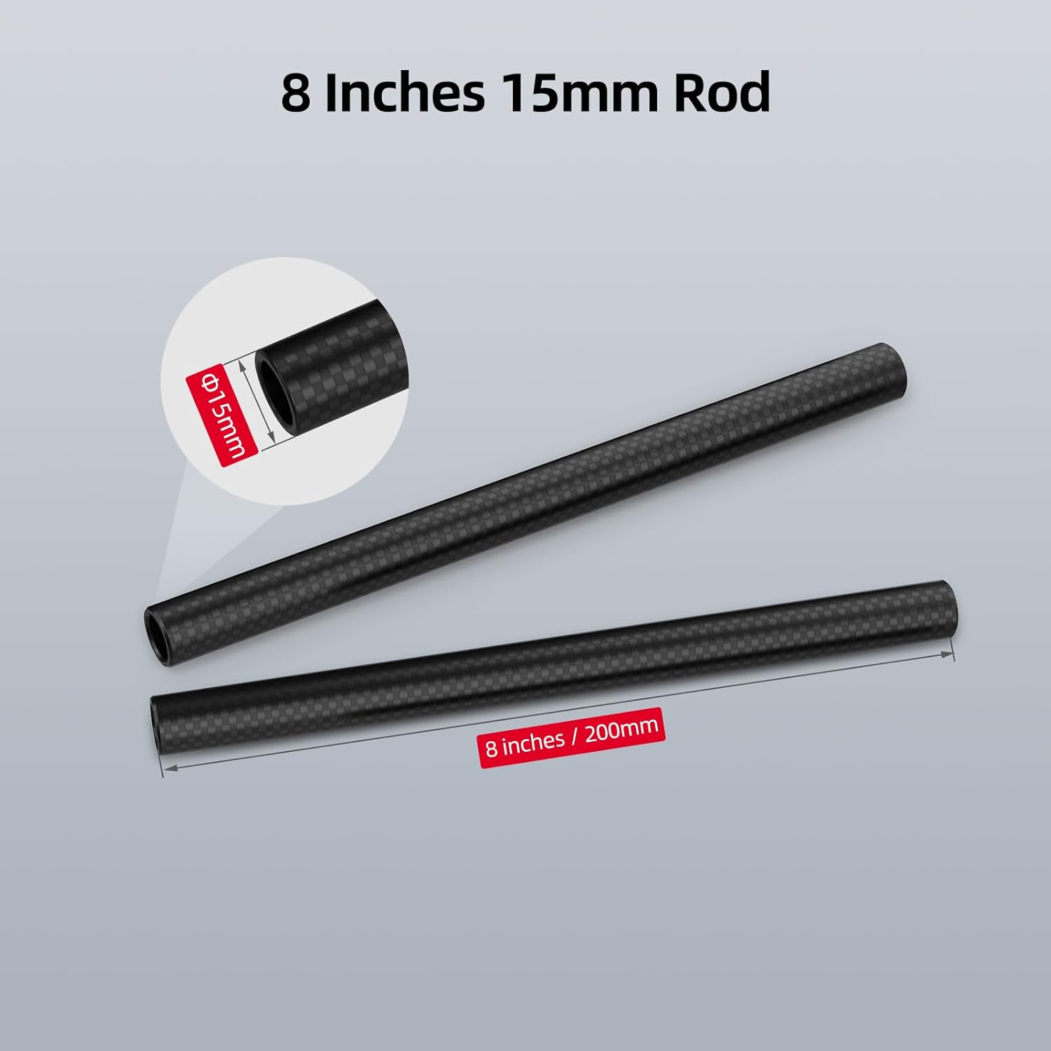 Detalle de Nitze 15mm Kohlefaser-Stangen, 20 cm Länge (2er-Set) – 15 mm Durchmesser, M11 Innengewinde