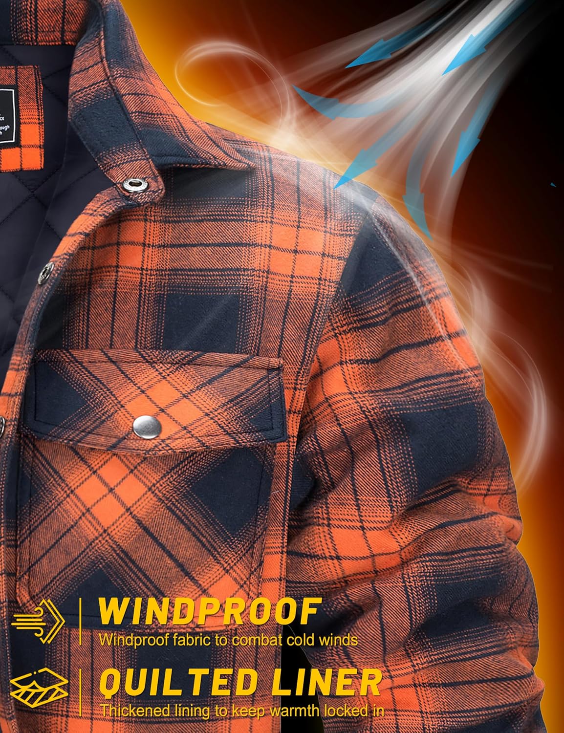 Thumbnail 6 de TACVASEN Men's Quilted Flannel Jacket, Lightweight Check Button-Down