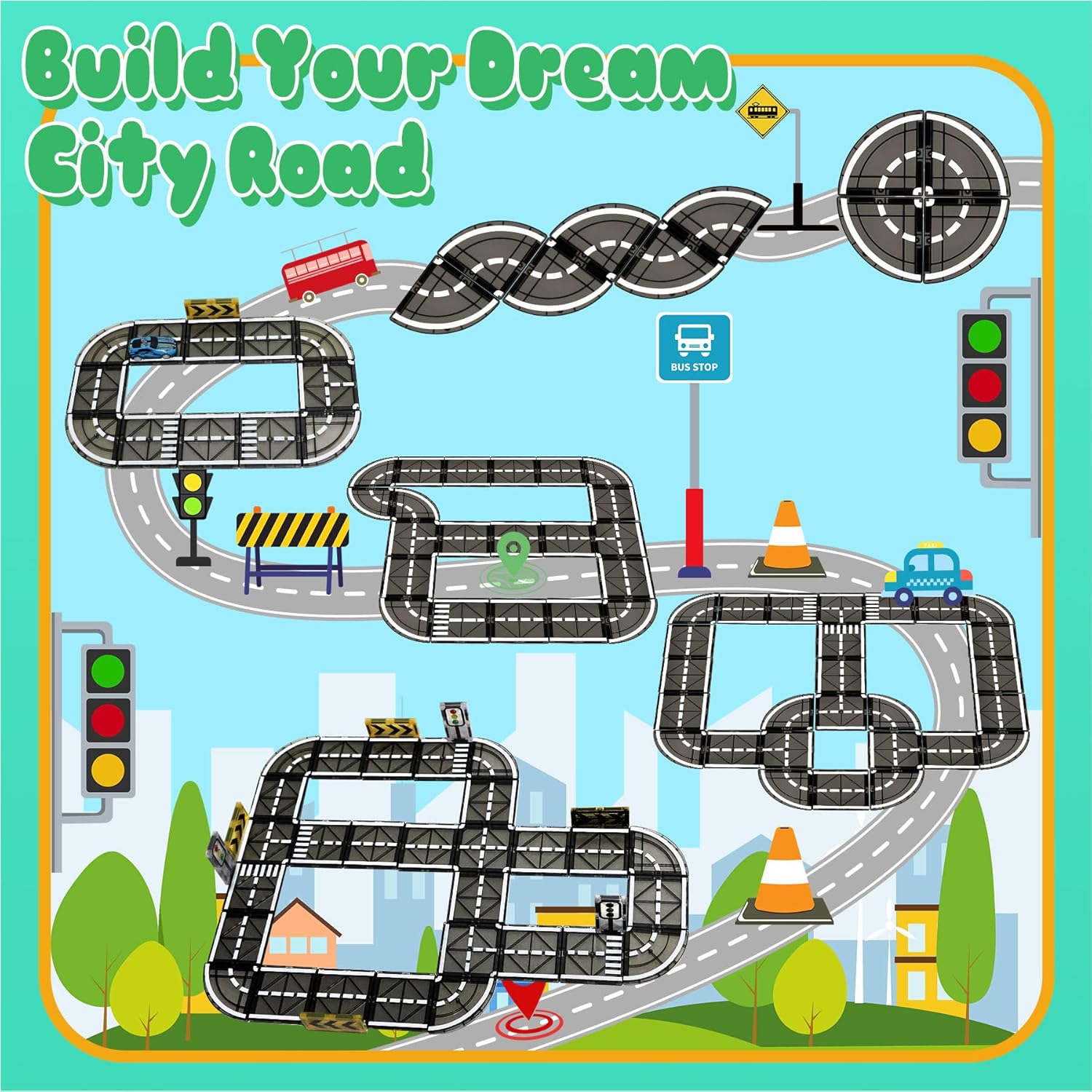 Thumbnail 2 de SKTMYY Magnetic Tiles Road Set for Toddlers