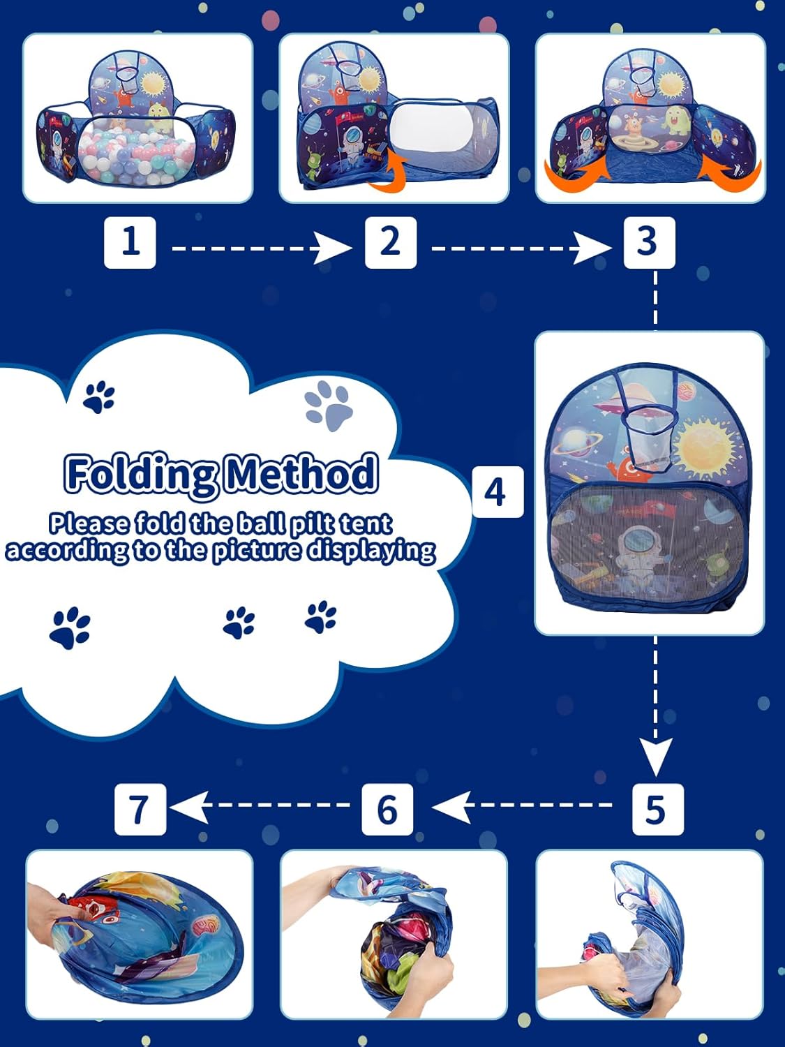 Thumbnail 4 de ZimiTeda Space Rocket Kids Ball Pit (120 cm) with Foldable Basketball Hoop