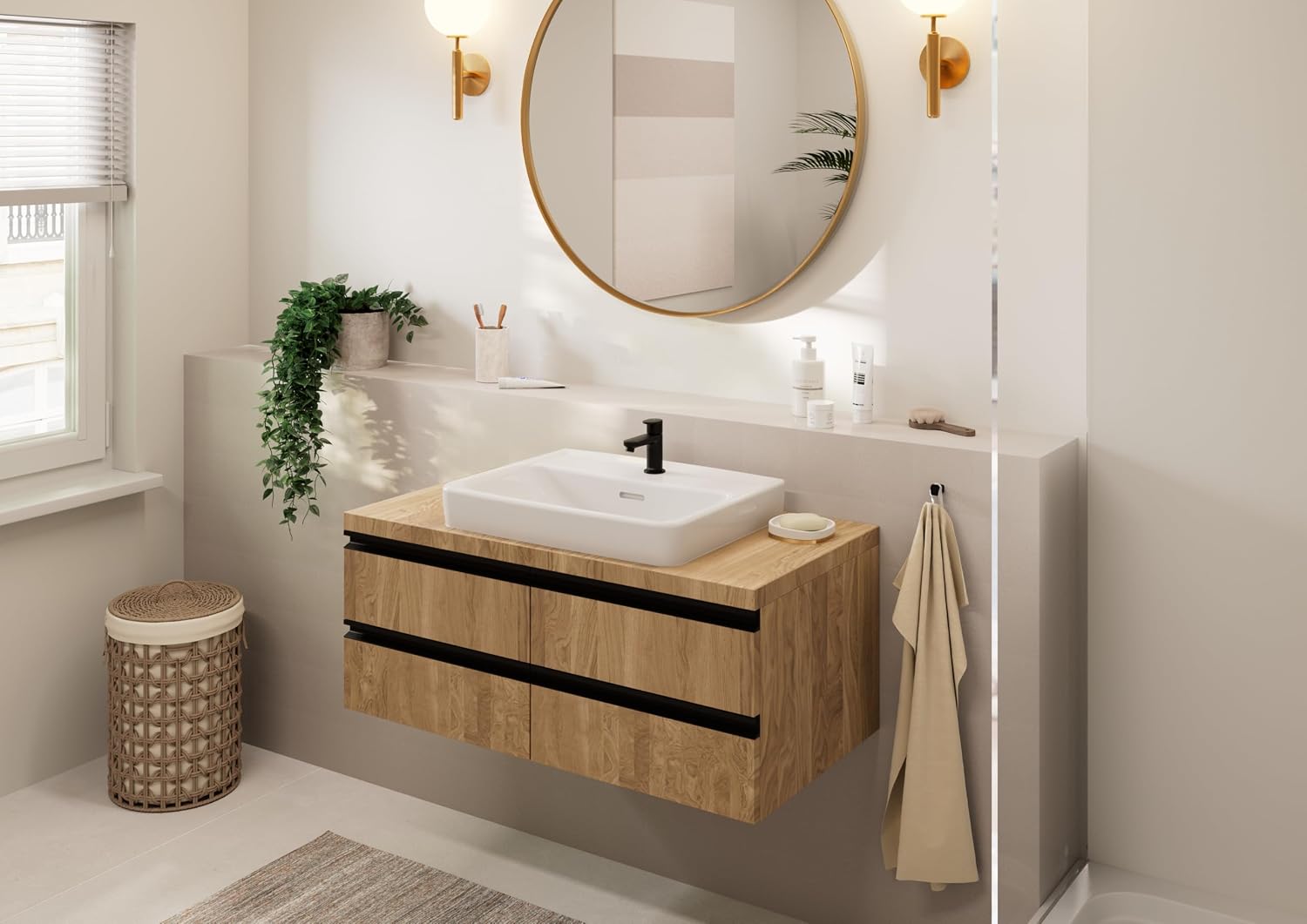 Detalle de Hansgrohe Vernis Blend Robinet de lave-mains noir mat – eau froide, 71583670