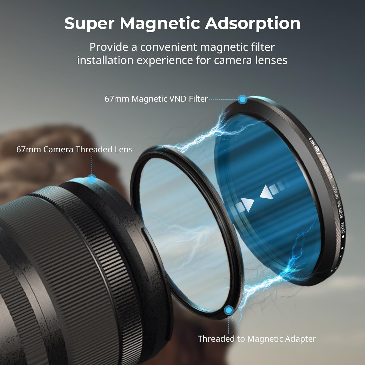 Detalle de SMALLRIG Filtro ND variabile magnetico 67 mm ND2–ND32 (1–5 stop) + anello filtro filettato 67 mm