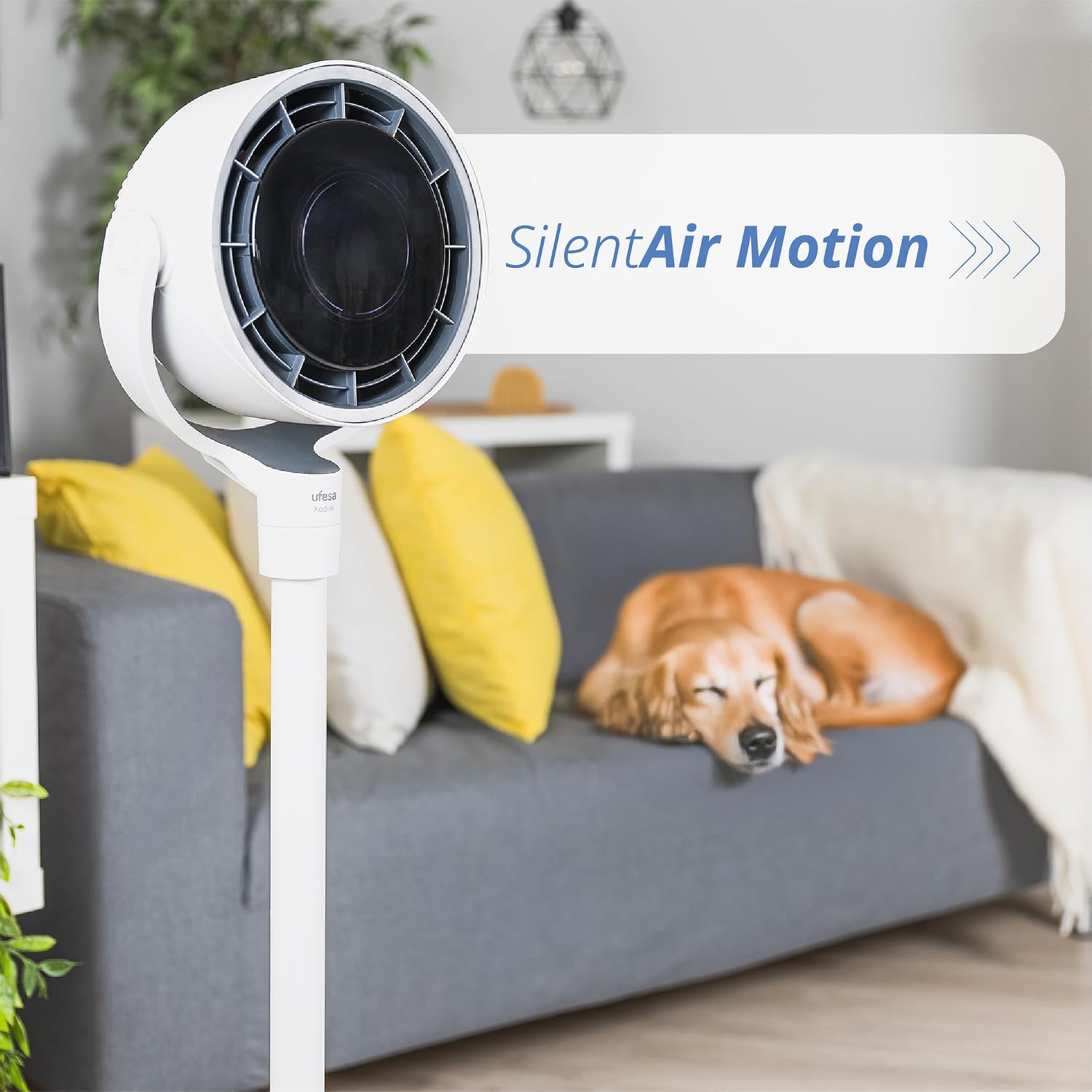 Detalle de Ufesa Kodiak SilentAirMotion Circulateur d’Air 3D – Ventilateur 24W avec Oscillation 3D et Écran LCD